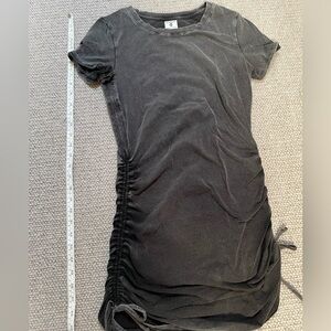 Faded black ruched mini dress